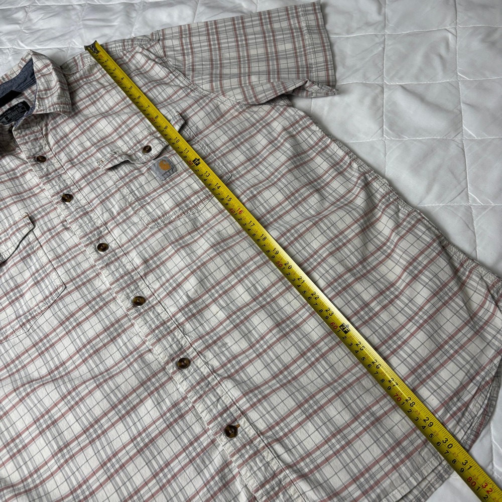 Carhartt Plaid‎ Short Sleeve Button Up Shirt Men's 2XL Relaxed Fit Workwear - Picture 10 of 11